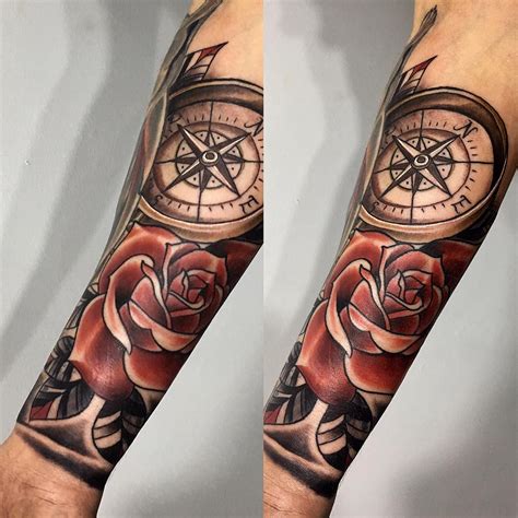 compass rose tattoo|realistic compass tattoo.